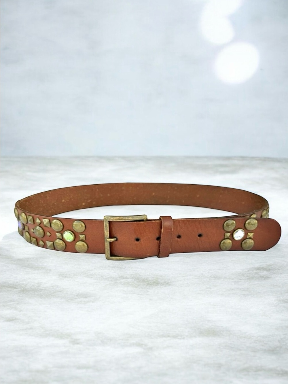 Michael Kors Studded Belt Brown Leather Women’s